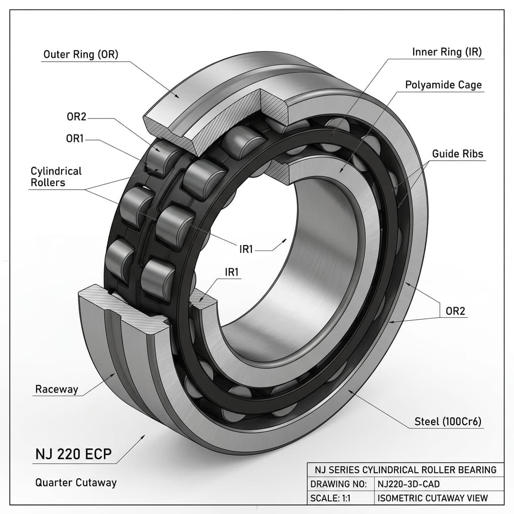 Cylindrical Roller Bearings 3D Cutaway